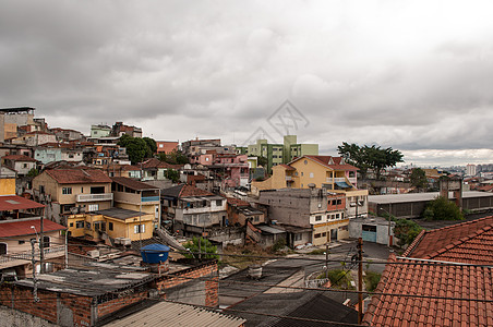 Sao Paulo郊区贫民窟首都小屋场景窝棚天线建筑衣绳建筑学公寓房子图片