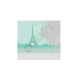 Eiffel 旧的逆向 Eiffel 卡旅行剪贴簿观光地标旅游绘画艺术回忆插图框架图片