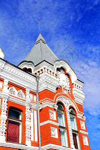 萨马拉历史戏剧剧院纹章艺术造型装饰品观光大厦文化红色地标建筑物图片