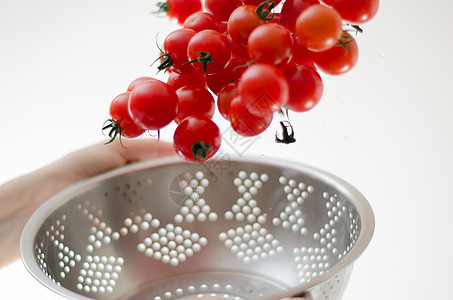 樱桃番茄卷成金属卡兰德红色食材绿色西红柿营养素食物午休饮食营养美食图片