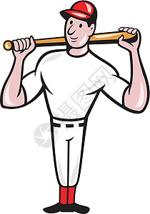 美国棒球球手打巴丁卡通男性插图蝙蝠运动肩膀卡通片男人艺术品玩家面糊图片