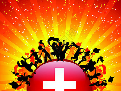 瑞士  运动者与旗旗  组织海浪足球锦标赛杯子体育场俱乐部旗帜庆典插图快乐图片