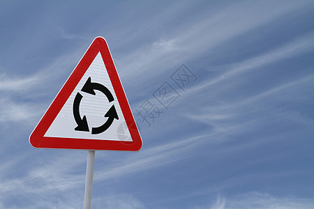 环绕指示牌路标圆形标志钻石路口警告黄色交通箭头图片