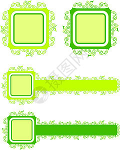 绿色花绿背景季节滚动艺术植物叶子海浪漩涡插图框架背景图片