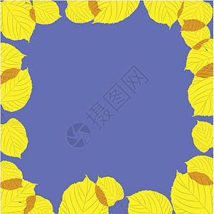 蓝背景的秋叶边框图片