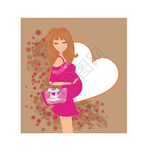 美丽的孕妇在为她的新婴儿买东西时父母母性男生插图妈妈卡通片怀孕母亲腹部店铺图片