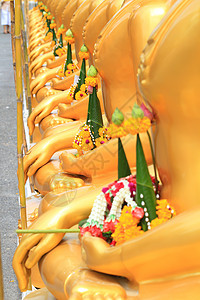 一排金佛像遗产假期金子雕塑信仰佛教徒冥想旅行精神纪念碑图片