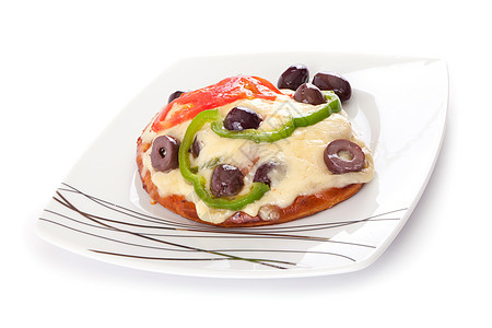 小型面包比萨香肠脆皮餐厅用餐宏观美食面团午餐食物胡椒图片