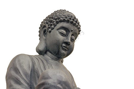 坐禅日本的赞佛雕塑 特写背景