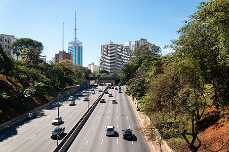城市Saopaulo的交通渠道建造天空景观建筑学公园街道运动市中心旅游大街图片