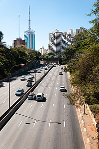 城市Saopaulo的交通渠道摩天大楼速度公寓场景建造景观旅游汽车办公室运动图片