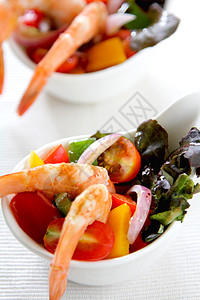 生海鲜虾鸡鸡沙拉饮食白色洋葱烹饪西红柿野餐美味食物海鲜美食背景