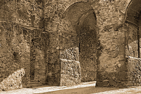 中世纪堡垒详情历史岩石城市入口建造防御棕褐色旅游旅行城堡图片