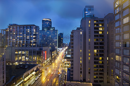 BC温哥华市中心 晚上蓝色时间图片