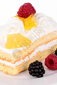奶油和草莓蛋糕水果蛋糕小吃甜点食物早餐饮食白色糕点庆典图片