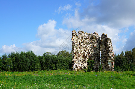 城堡的废墟天空建筑学历史旅行蓝色寺庙考古学石头建筑考古图片