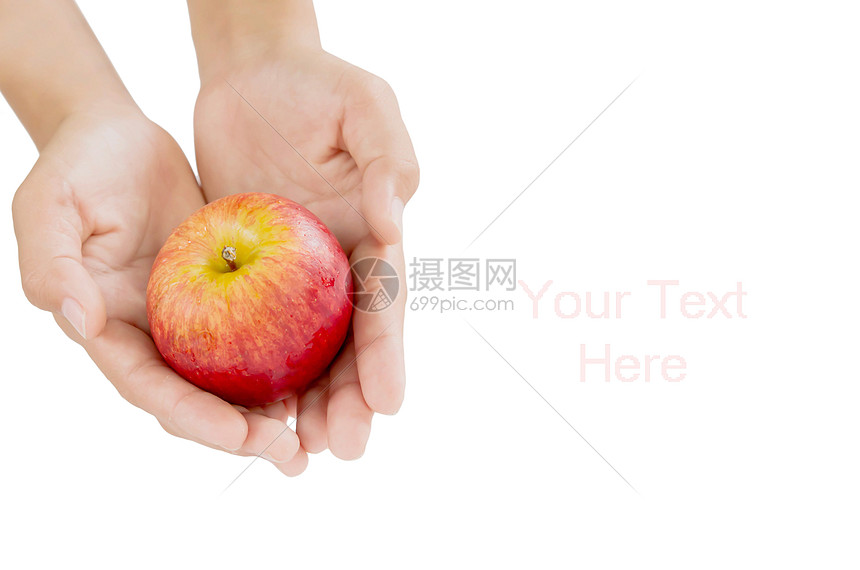 手持红苹果手腕小吃女士营养手臂红色白色水果饮食手指图片