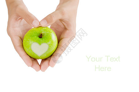 爱心苹果手腕食物皮肤手臂女士小吃白色营养水果绿色图片