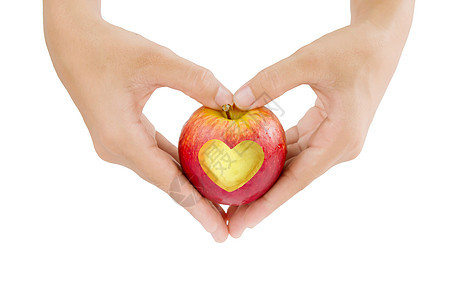 手和爱的苹果图片