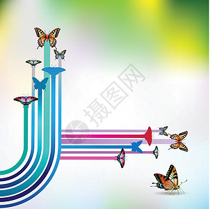 抽象背景上的蝴蝶Name喜悦坡度条纹程式化乐趣白色艺术墙纸彩虹活力图片