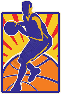篮球玩家钻珠球回转插图运球运动男人艺术品男性长方形背景图片