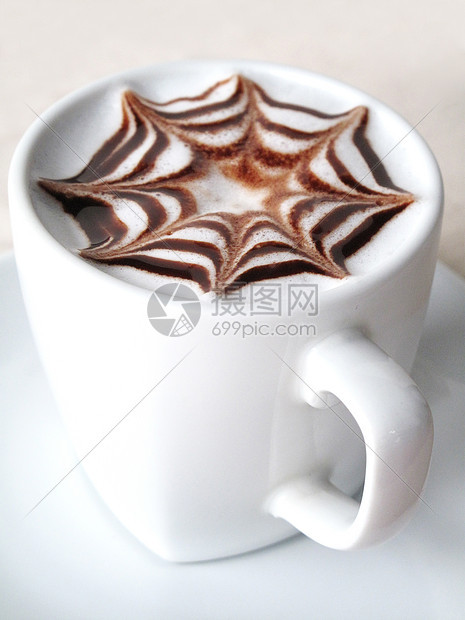 豪华咖啡甜点叶子勺子杯子餐厅巧克力木板早餐玻璃牛奶图片