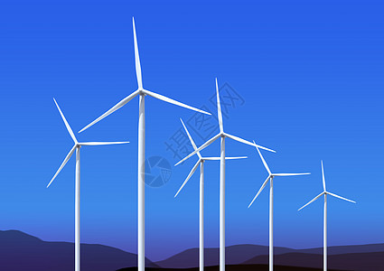 蓝天空风力涡轮机工业旋转气候天空蓝色风车植物全球白色场地图片