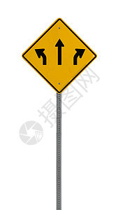 孤立的黄色驾驶警告标志符号黑色箭头街道安全旅游车削危险白色运输图片