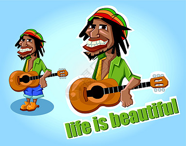 生命是美丽的绘画牙齿乐器吉他跳舞派对音乐青年快乐歌手图片