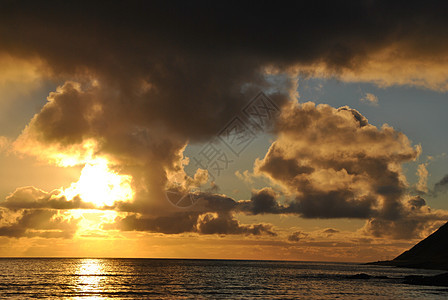 在 Lofoten 中日落日落海洋群岛图片