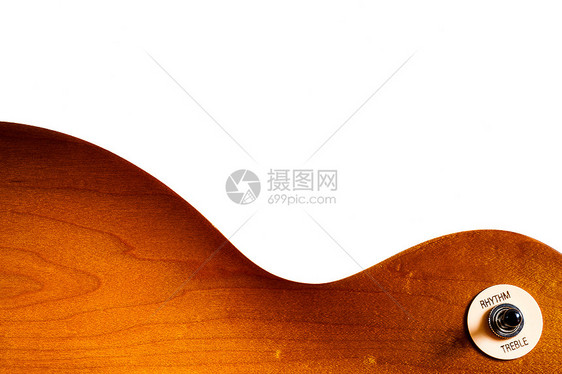 白色背景的电吉他木板型木图片