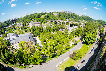 卢森堡老镇鱼眼建筑学旅行鸟瞰图旅游明信片图片