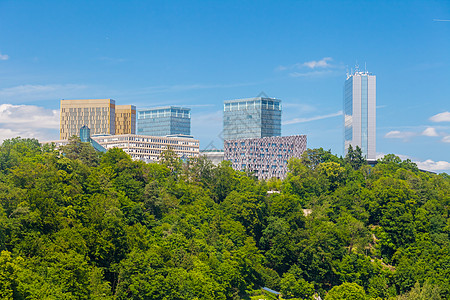 卢森堡基尔赫贝格地区建筑学摩天大楼城市旅游鸟瞰图办公室景观旅行明信片鱼眼图片