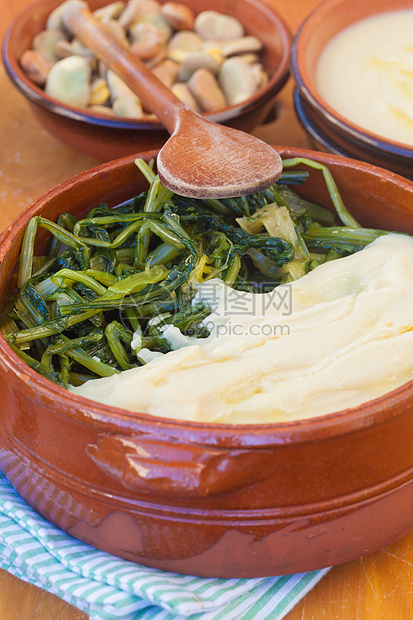 寒冷而宽阔的豆质豆子绿色健康美食棕色农业陶瓷菊苣烹饪奶油状图片