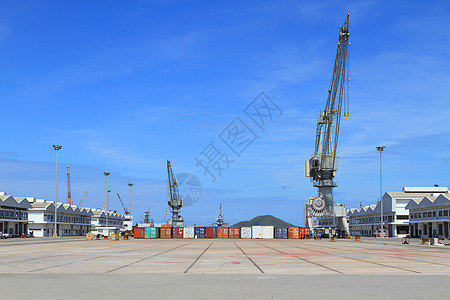 港口起重机框架天际船厂船运机器后勤城市码头工程天空图片