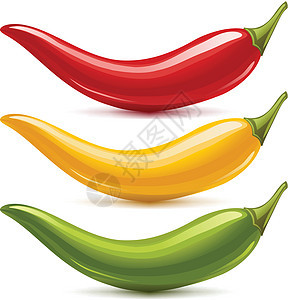 红色 黄色和绿色的热辣椒矢量在白色背景上被隔离图片