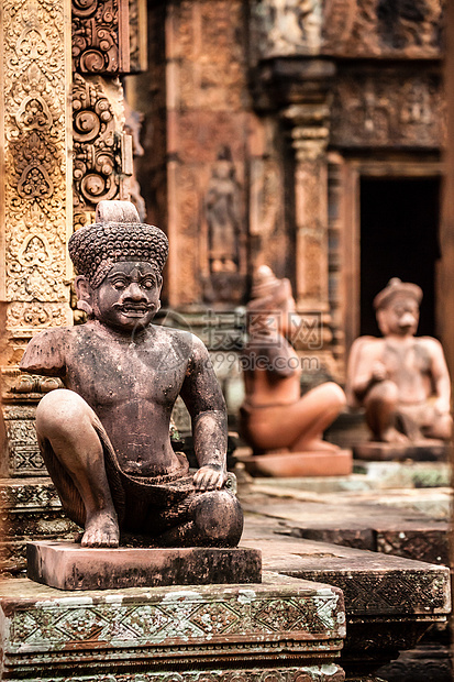 柬埔寨寺的Yaksha监护人图片