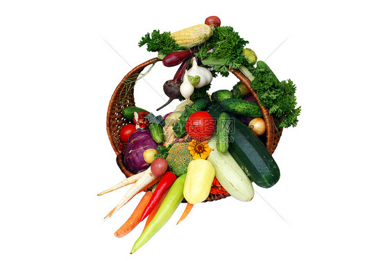 与不同蔬菜隔离的篮子图片