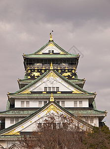 下雨前的大阪城堡吸引力皇帝防御明信片世界石头文化地标观光旅游图片