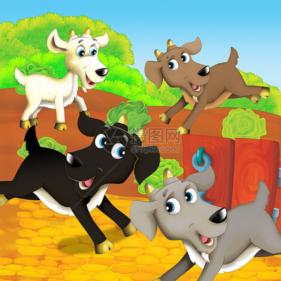在农场教育儿童插画植物群家庭活动村庄外壳场地农田哺乳动物农业娱乐图片