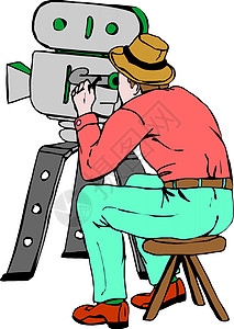 摄影师卡通片电影摄像师相机摄像机男人绘画录影机男性操作员图片
