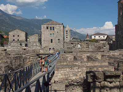 罗马戏剧Aosta山脉纪念碑艺术山谷考古学剧院废墟地标联盟建筑学图片