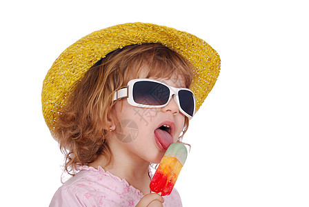 美女小美妞 带多彩的冰淇淋图片