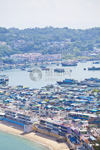 从香港山顶看长洲岛风景建筑城市房子海岸场景天空海洋旅游村庄爬坡图片