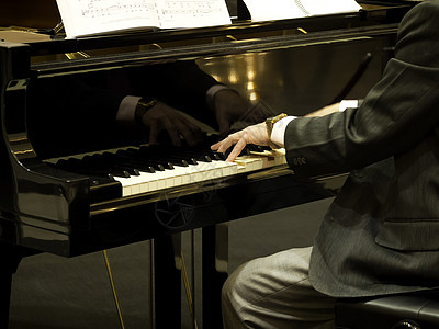 双手弹钢琴乐器男人练习键盘韵律按钮调子旋律音乐钢琴家图片
