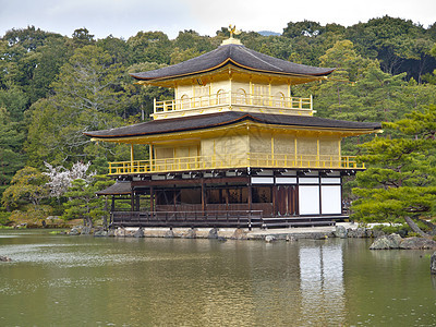 日本京都金宫寺金殿公园季节历史宗教文化旅行建筑学花园地标旅游图片