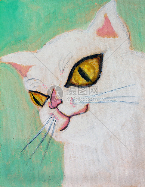 绘画猫爪子墨水水彩艺术家插图木板虎斑猫咪婴儿卡通片图片