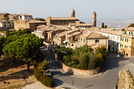 意大利市Montalcino航空视图假期天线文化闲暇风景建筑学村庄古董城市全景图片