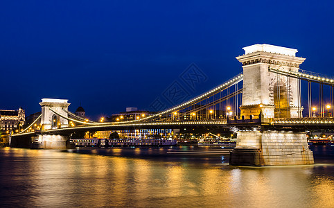 Szechenyyi连线桥 布达佩斯交通害虫门户网站建筑学地标沥青吸引力城市夜景旅行图片
