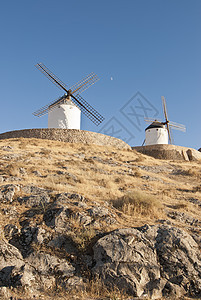 西班牙传统风力磨机空气旅行历史性农业天空历史木头风尘刀片建筑学图片
